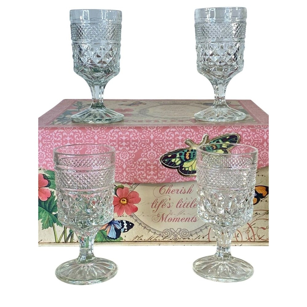Anchor Hocking Small Wexford Wine Goblets Vintage Set of Four 5.5 Inch